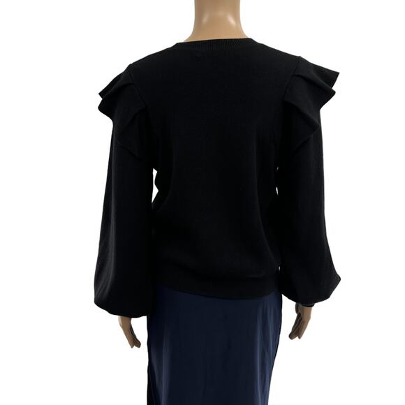 Marie Oliver Remi Black Puff Sleeve Popover Pullover Sweater - Picture 10 of 12